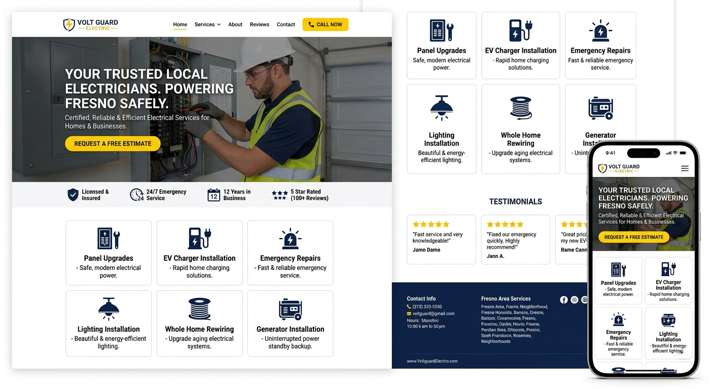 Electrician website — live site example