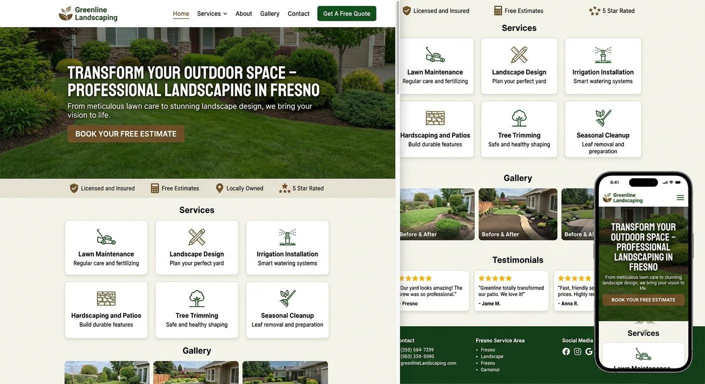 Landscaper website — live site example