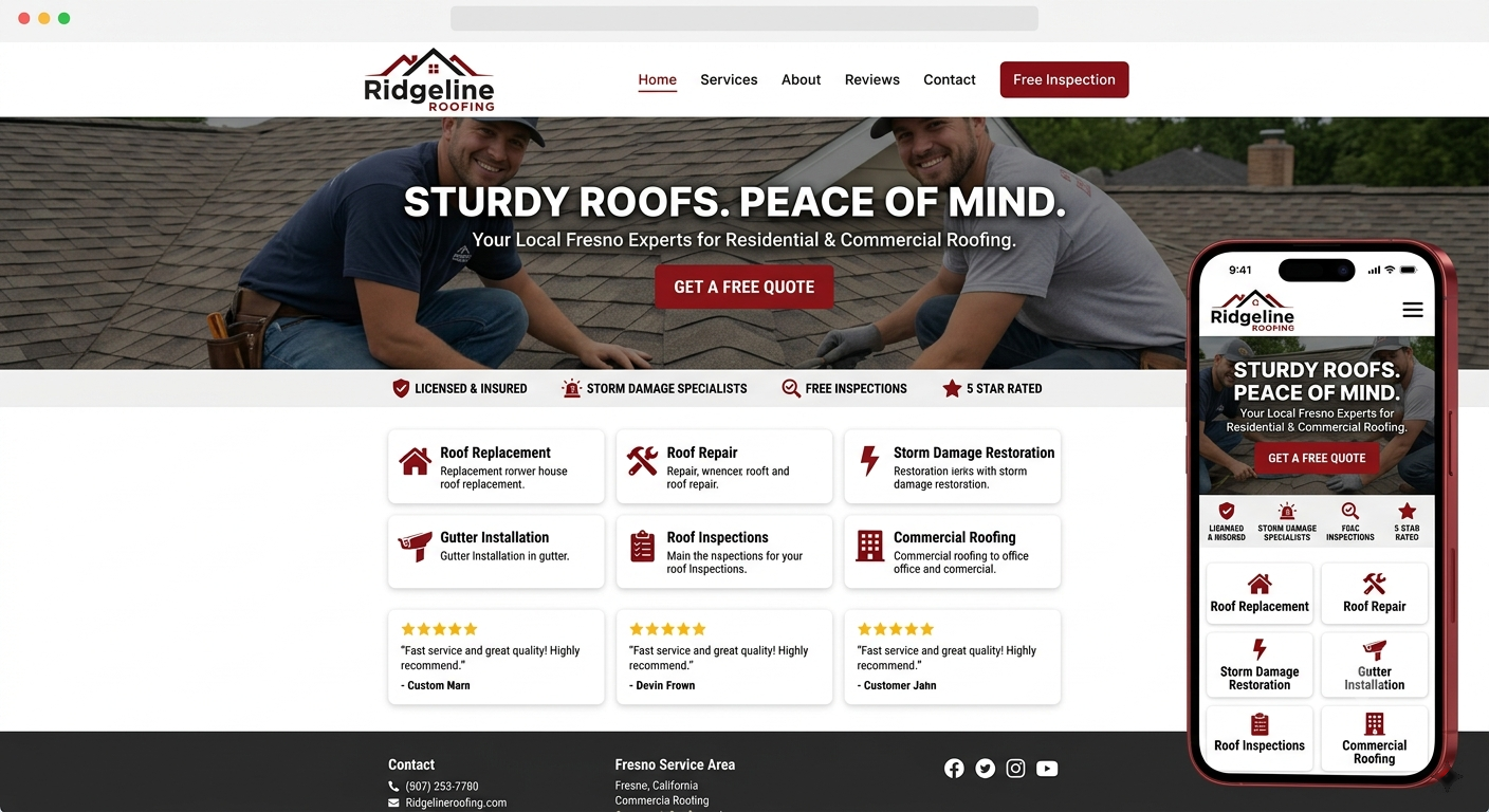 Roofer website — live site example